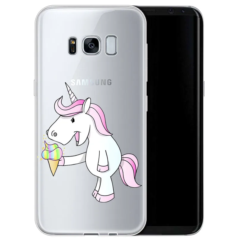 Увлекательный чехол для телефона Samsung2016 2017J3J5J7 A3 A5 A9 Симпатичные Радуга лошадь ТПУ