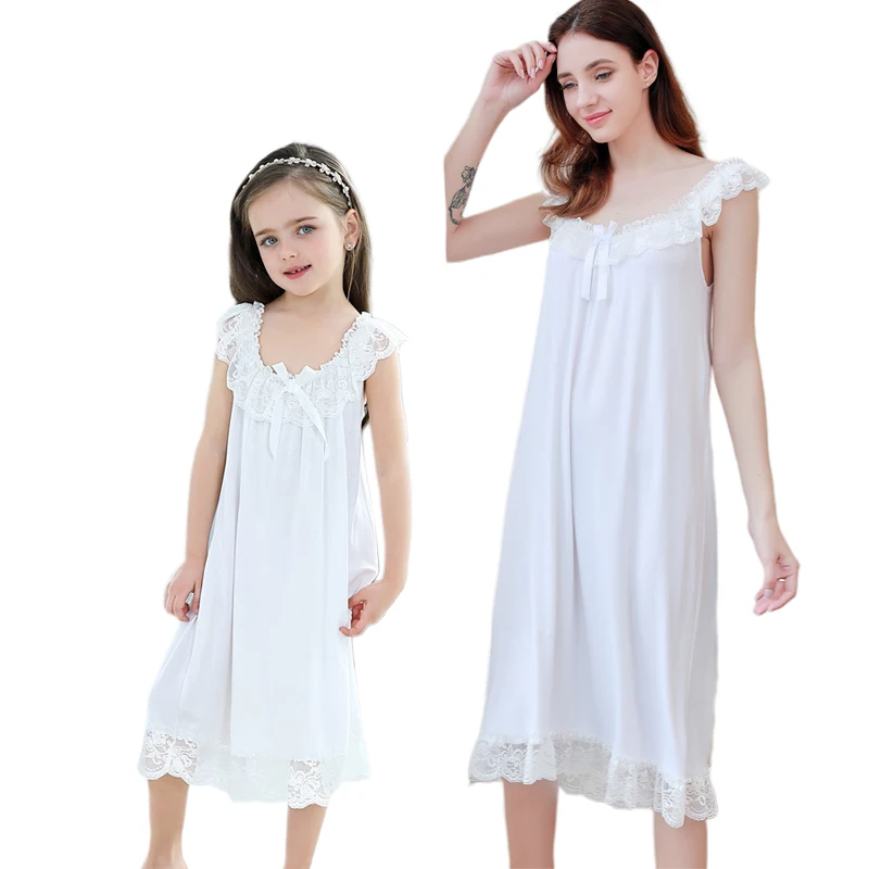 

Mother Daughter Matching Pajamas Sleeveless Girl Sleepwear Dresses Summer Cotton Family Matching Outfit Cartoon Dressing Gown