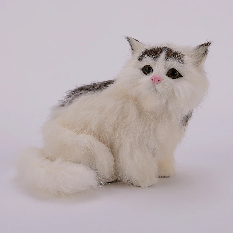 

sitting simulation cat toy polyethylene & furs white cat doll gift about 15x9x13cm 1695