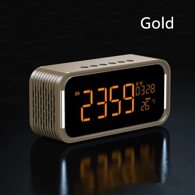 Gold speaker Bluetooth динамик Повтор цифровой будильник AUX TF карта воспроизведения термометр большой светодиодный дисплей для спальни кухня отель стол - Цвет: Gold speaker