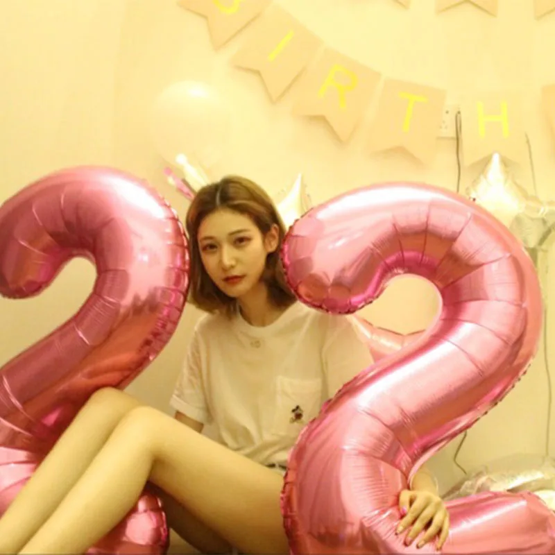 40-дюймовый светодиод Количество воздушных шаров розового и голубого цвета bday