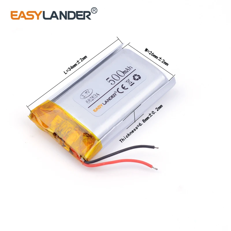 3 7 V 500 mAH 682634 PLIB полимерный литий ионный/литий ионный аккумулятор для GPS mp3 mp4 mp5 dvd