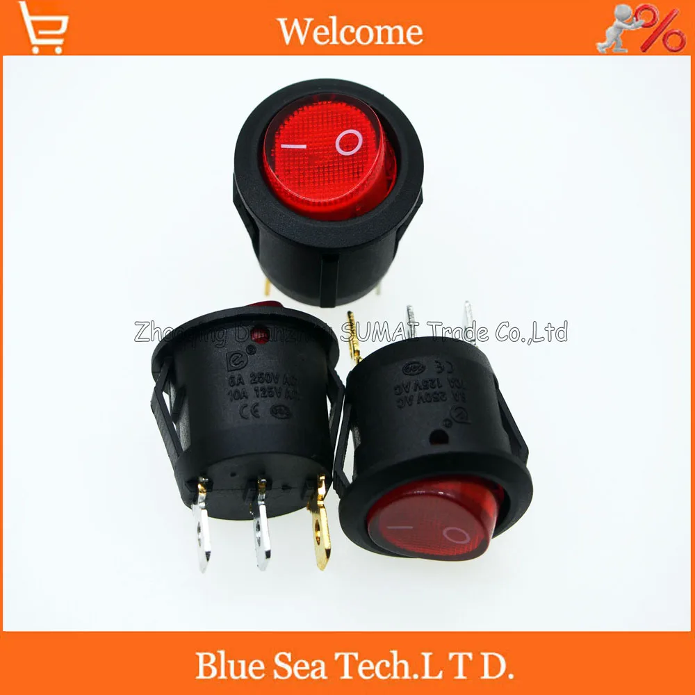 3 контактный светодиодный круглый клавишный переключатель красная кнопка