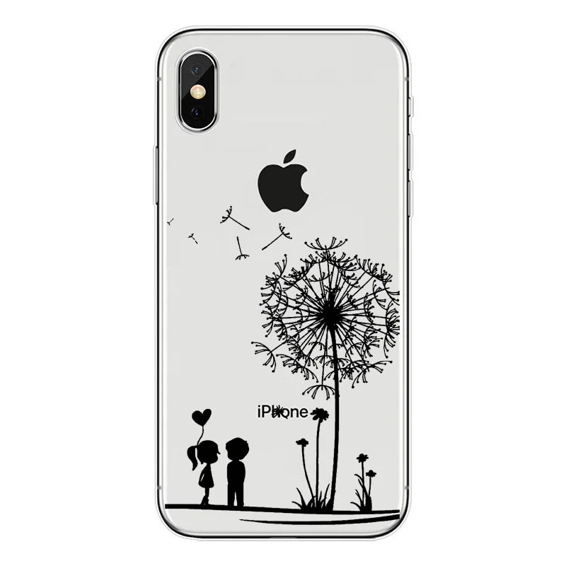 Чехол для телефона Одуванчик бабочка слон перо для iphone XS Max 8 8Plus 7 7Plus 6S 6splus 5S 5 SE X прозрачный чехол Capinha - Цвет: Коричневый