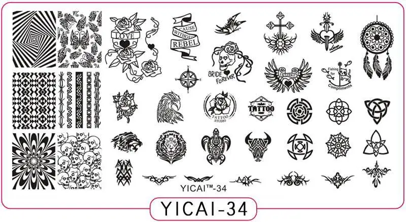 YICAIRE 1 шт геометрическое изображение павлина штамповка шаблон трафареты для ногтей, многоразовые ромб ногтей маникюрный шаблон пластины 435Q