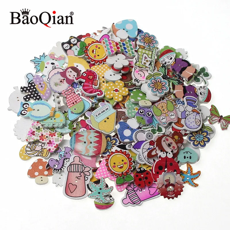 Смешанный стиль 2 отверстия деревянные пуговицы для одежды шитье Ремесло