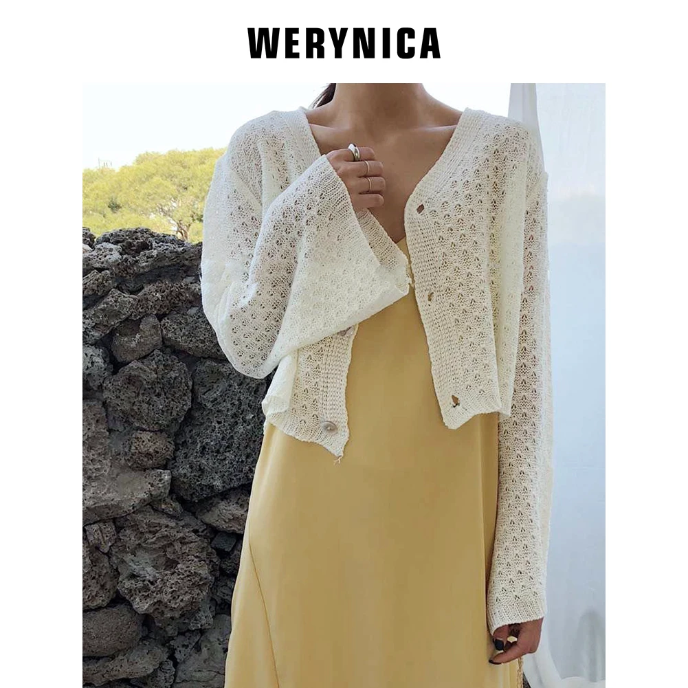 Женский кардиган Werynica вязаный женский с длинными расклешенными рукавами крючком