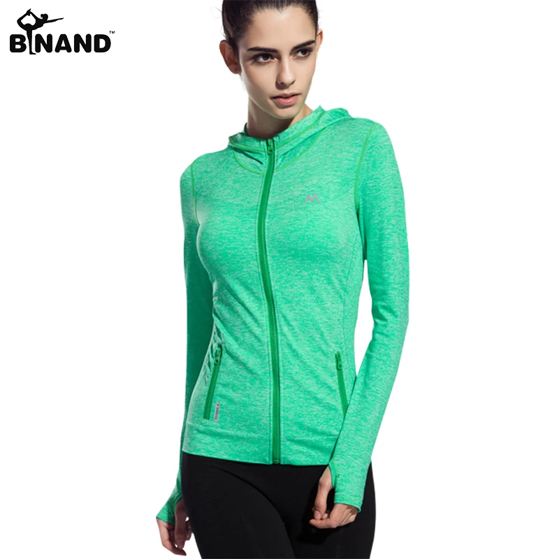 BINAND женская спортивная куртка с капюшоном и длинным рукавом спортивное
