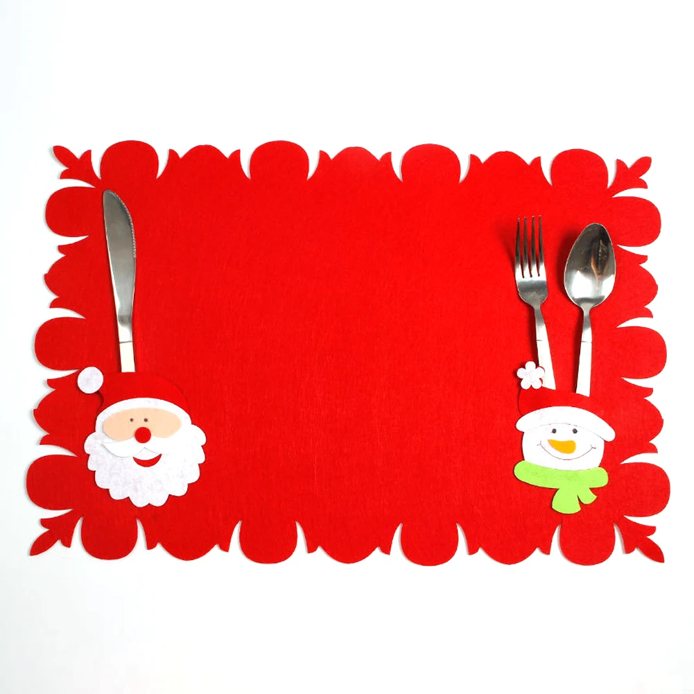 Рождество Новый Год Санта-Клаус искусственная вилка нож коврики для стола
