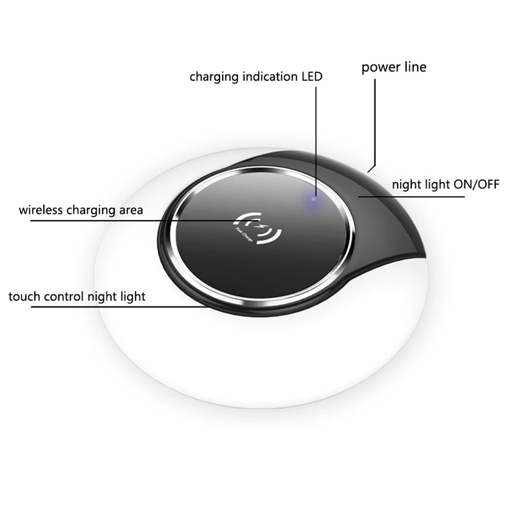 Мода Ци Smart Беспроводной Зарядное устройство светодиодный настольная лампа USB