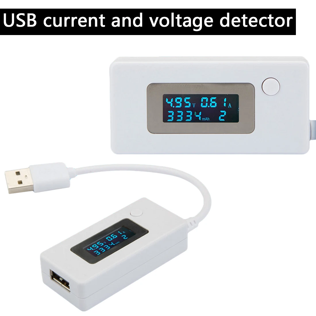 

1pc LCD Micro USB Charger Meter Detector White Color Load Resistor 2A/1A With Switch Battery Capacity Voltage Current Tester