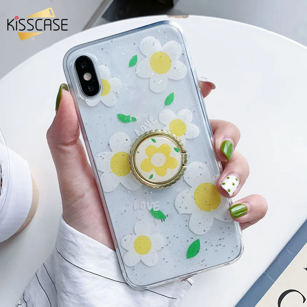 KISSCASE роскошный позолоченный кольцевой держатель для телефона чехол iPhone 7 Plus X XR XS