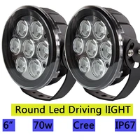 6 inch 70w led work light round driving lamp 12v 24v spot bulb auxiliary front bumper roof light offroad motorcycle off road fog