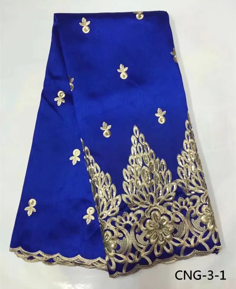 Дешевая красная африканская атласная ткань с вышивкой бисером оптовая продажа георгиевской кружева 5 цветов доступно CNG-3