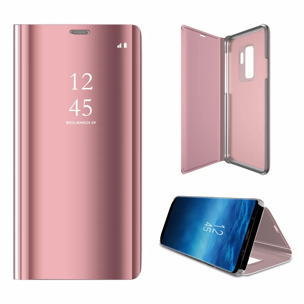 Для samsung Galaxy S10 9 Plus S8 S7 edge A5 A8 J7 чехол, роскошный флип-чехол с подставкой, прозрачный зеркальный чехол для смартфона samsung Note 10