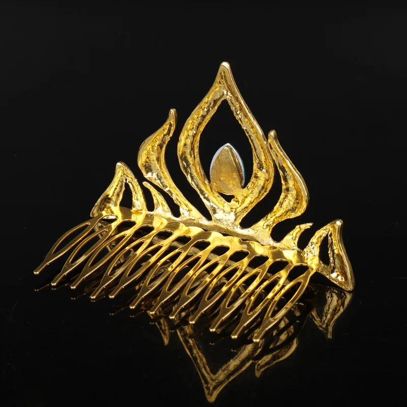 Cosplay Movie Elsa Gold Color Blue Crystal Crown Tiaras Hair Combs Christmas Gifts Top Grade Fashion Women Hair Cosplay Props