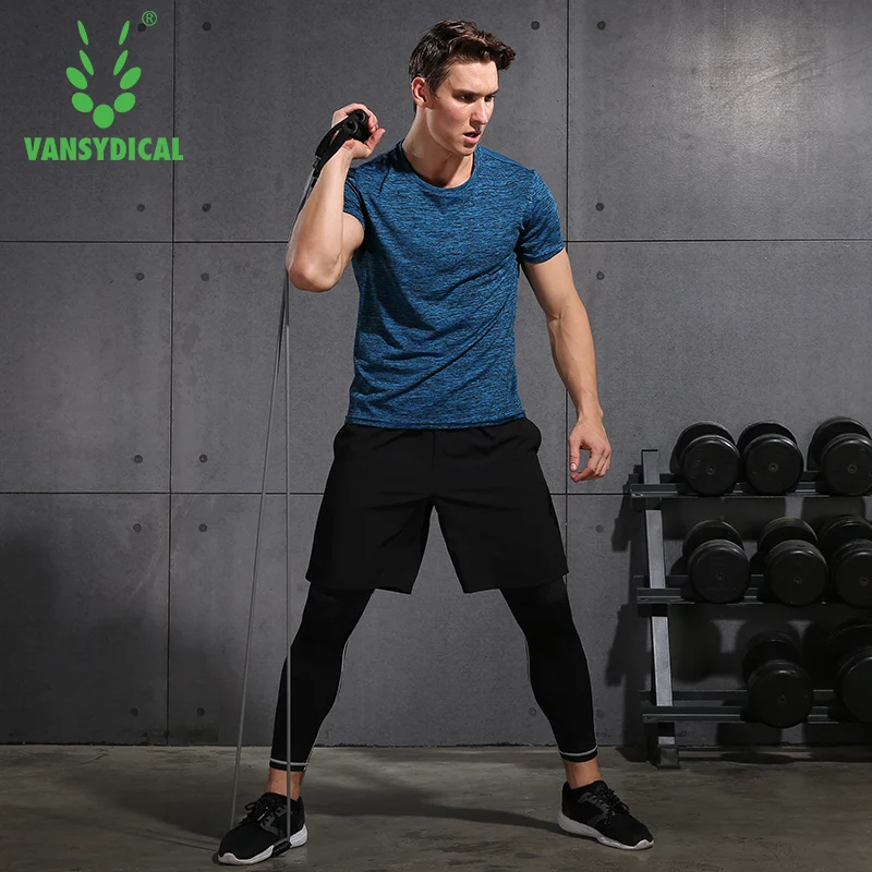 Vansydical Mens Sports Suits Running For Men 3pcs Sportswear Sets Tracksuits Basketball Training Gym Clothing |