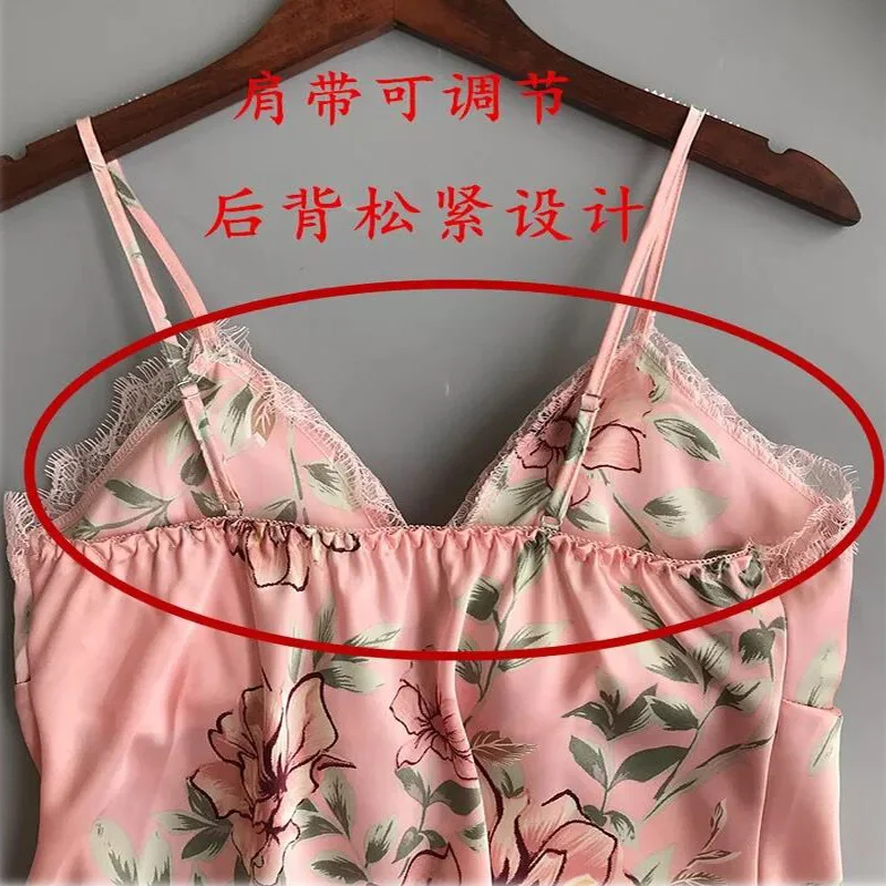 Новинка 2019 г. лидер продаж Женская Цветочная атласная шелковая ночная рубашка