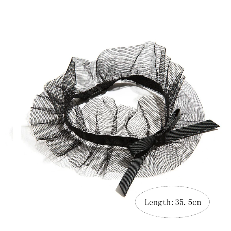 SRCOI Trendy Black White Bow Knot Lace Choker Women Sexy Exaggeration Wide Hollow Gothic Chokers Necklaces For Jewelry | Украшения и