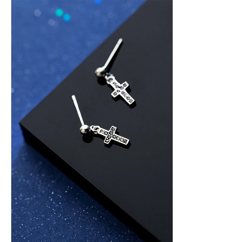 Женские серьги гвоздики из серебра 100% пробы с черным фианитом|Серьги-гвоздики| |