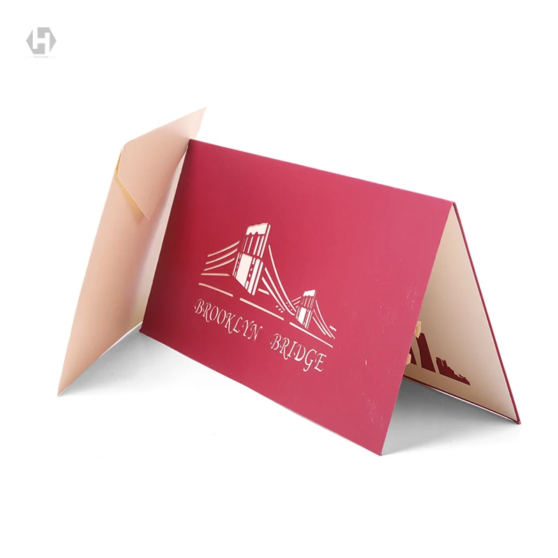 Сердце лунный мост карты Крафт лазерная 3D резка бумага всплывающие с конвертом