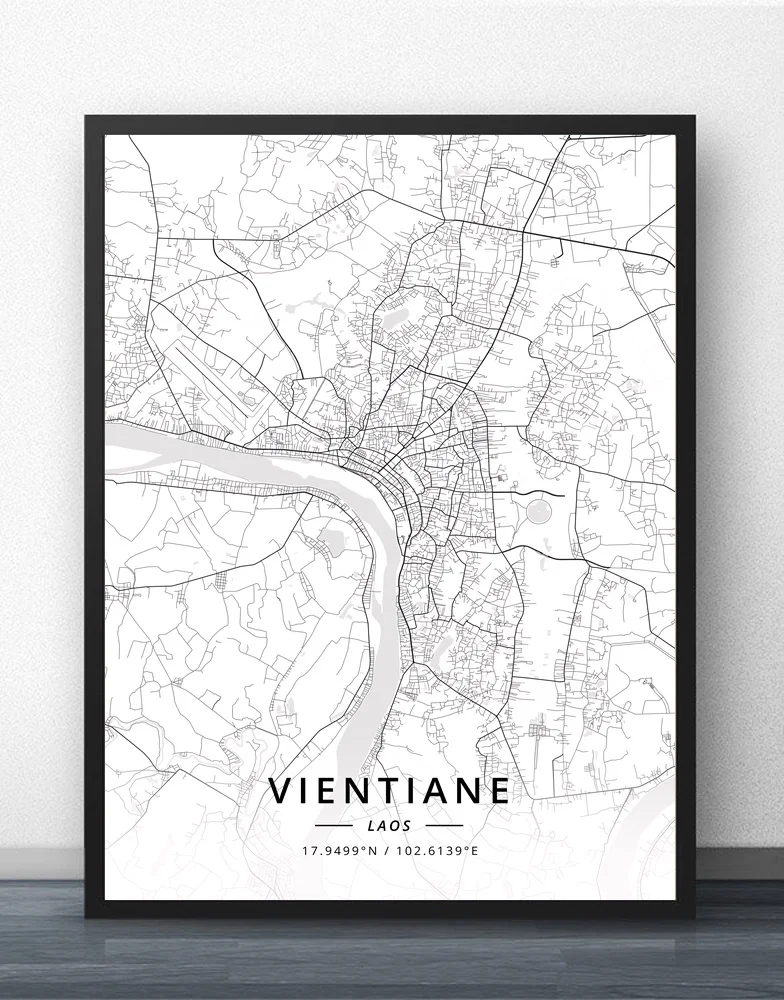 

Vientiane Laos Map Poster