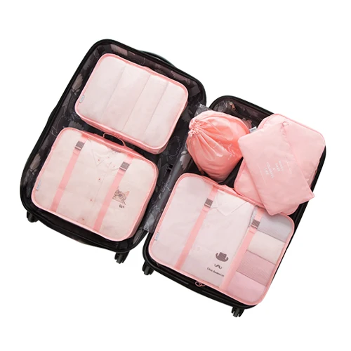Pink 6 шт./компл. дорожные косметички водонепроницаемый портативный Косметическая одежда Сортировка обуви Макияж сумка для гаджетов аксессуары - Цвет: Pink