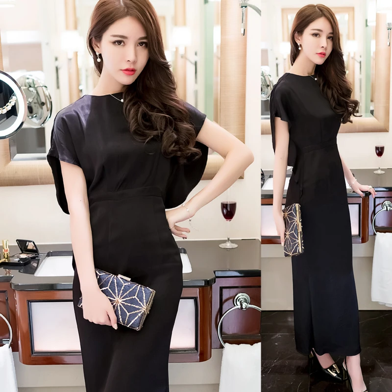 Женское платье на лето однотонное молнии с круглым вырезом и рукавами-бабочками