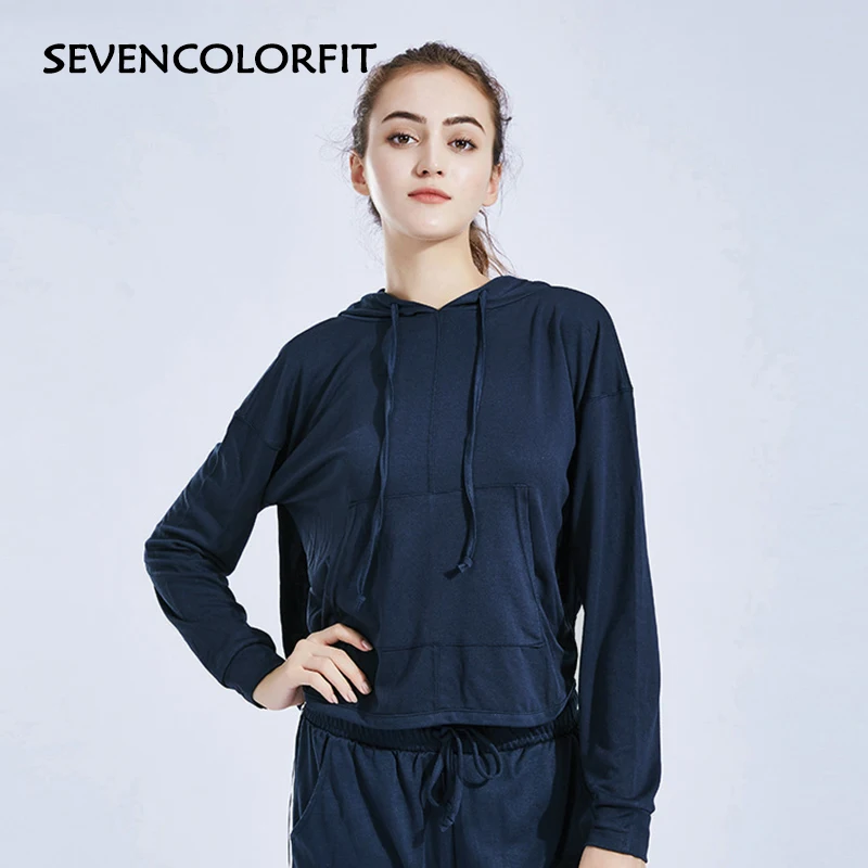Blue Sevencolorfit Топ для занятий йогой с открытой спиной с длинным рукавом сексуальные Для женщин Спортивная одежда для бега рубашка для женские для фитнеса тренажерный зал спортивные топы - Цвет: Blue
