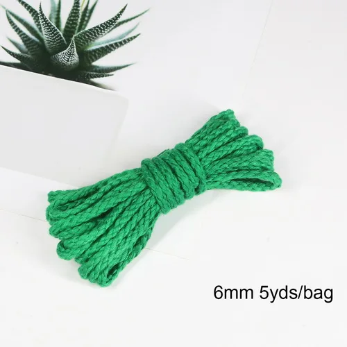 Green 5 ярдов хлопковое плетение из веревок декоративный витой шнур веревка для украшения ручной работы шнурок для рукоделия моток веревки - Цвет: Green