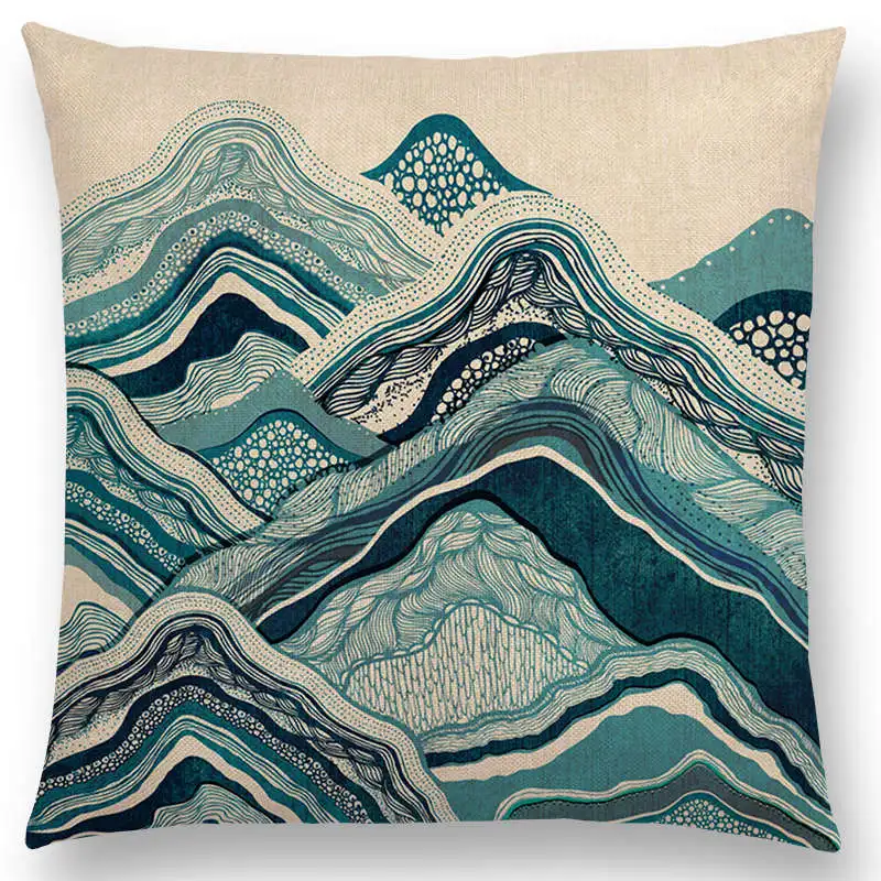 Цветной чехол для подушки с изображением дерева леса гор реки зимнего снега топа