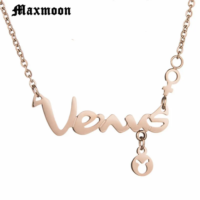 Цепочка Maxmoon из нержавеющей стали ожерелье с Телец розового цвета значимый
