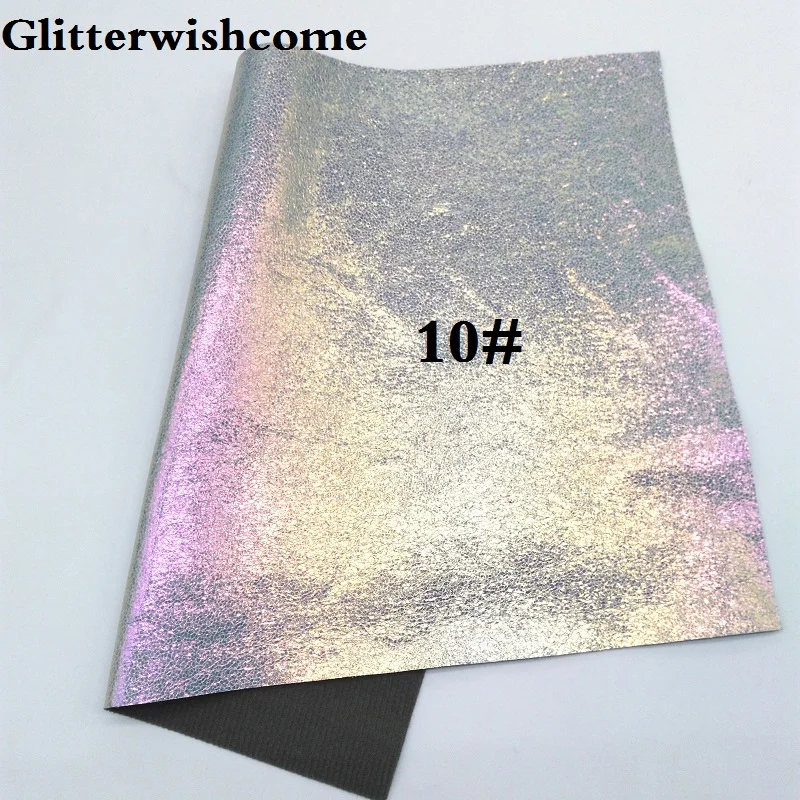 10 Glitterwishcome 21X29 см А4 Размер синтетическая кожа, переливчатая Радуга металлик искусственный из искусственной кожи Ткань Винил для бантов, GM072A - Цвет: 10
