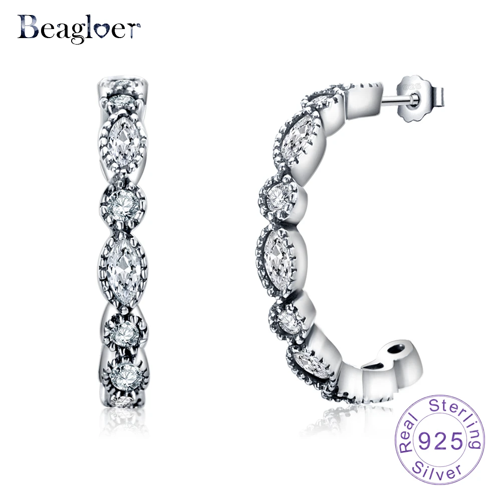 Beagloer новые модные подлинные серьги гвоздики из стерлингового серебра 925 пробы