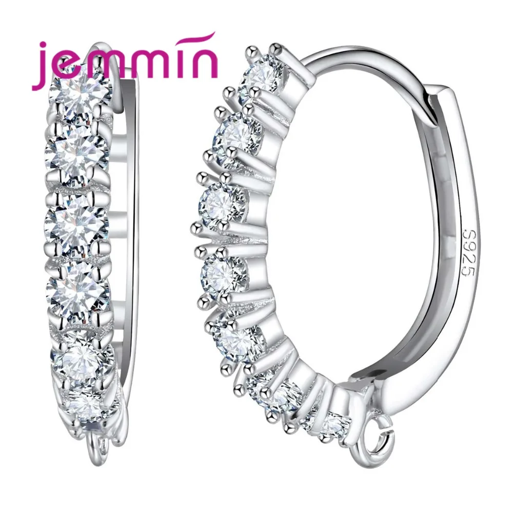 Серьги кольца женские из серебра 925 пробы с прозрачными кристаллами|hoop earrings|earrings