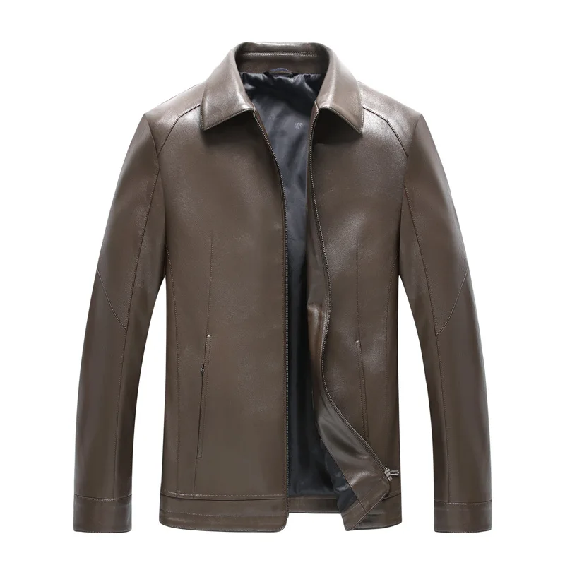 

2019 Spring New Thin Stand Collar Leren Jack Good Quality Soft Tough Cazadora Cuero Moto Hombre