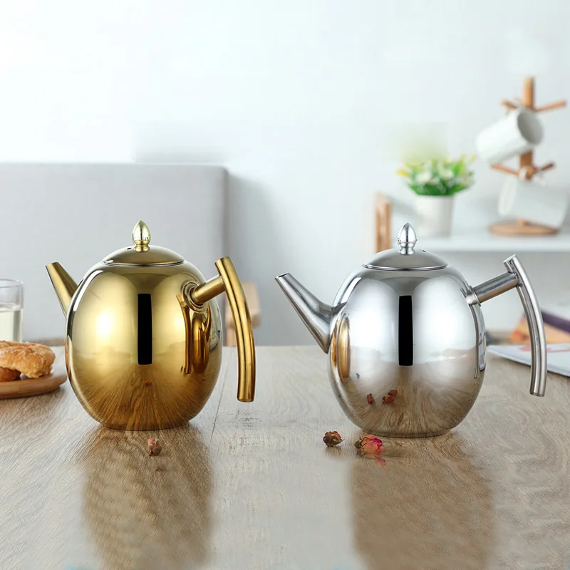 

1L/1.5L Belly Shape Thicker Tea Pot Linner With Filter Design Water Kettle 304 Stainless Steel High Quality Tea Kettle