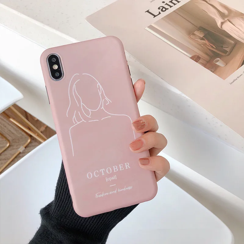 Ретро розовые абстрактные в Корейском стиле для девочек чехол iPhone X Xs XR XSmax 7 плюс 6