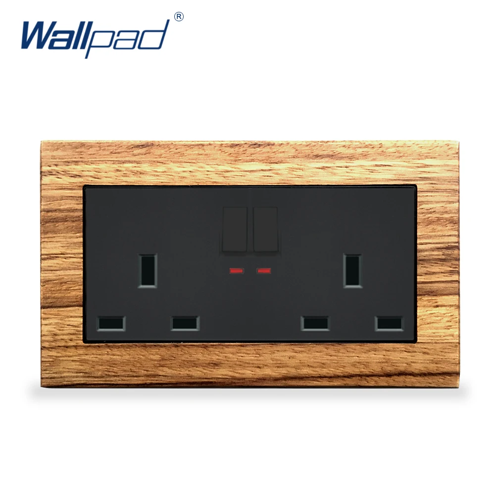 Деревянный каркас двойной 1 Gang 3 Pin UK 146 розетка с переключателями Wallpad люксовый