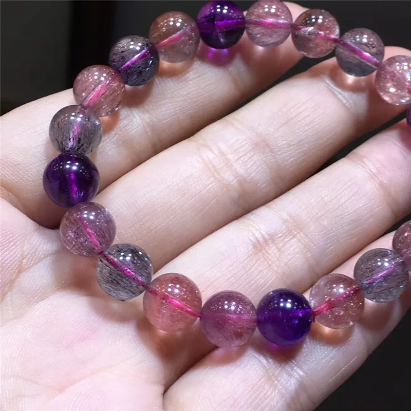 9 мм натуральный супер семь Мелодия камень рутилированный кварцевый браслет