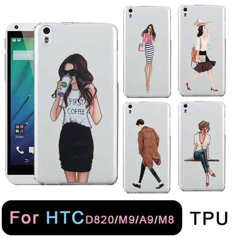 Qmswei ТПУ прозрачный чехол для телефона htc M8 Мягкие силиконовые красочные людей