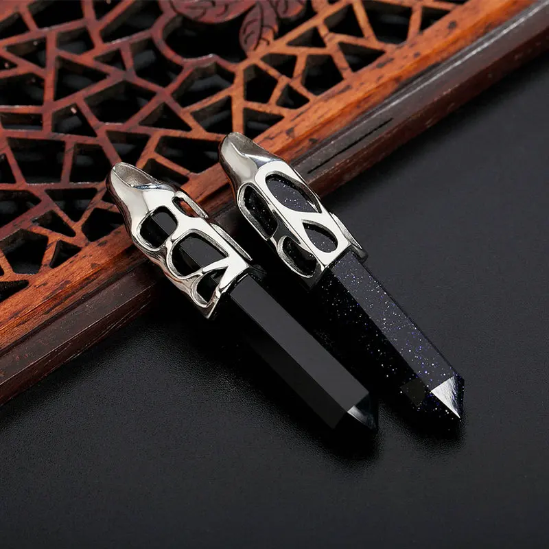 Amgj фиолетовый песок черный гексагональной Колонка Подвеска Цепочки и ожерелья