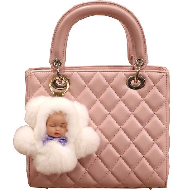

Spring new Tide woman fashion rex Rabbit fur Doll pendant single shoulder handheld crossbody bag