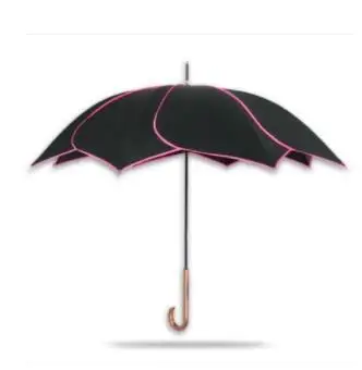 rose Red Креативный зонт от солнца, черные пластиковые лепестки, 8 костей, зонт с прямой изогнутой ручкой - Цвет: rose Red