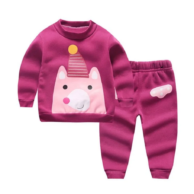 Infant Girls Cartoon Rabbit Children Warm Woolen Clothing Set Toddler Kids Boys Long Sleeve Blouse Coat Pants Clothes Tracksuit | Детская