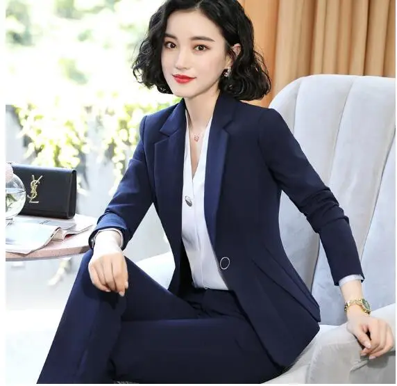 

Professional women skirt suits autumn winter new formal interview long sleeve blazer and skirt fashion temperament work wear
