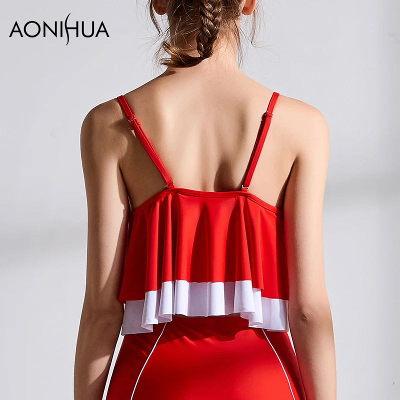 

AONIHUA Women Swimsuit High Waist Bikini Crop Top Bikini High Waist Spa Bathing Surfing Swimming Suit Woman Swimsuit