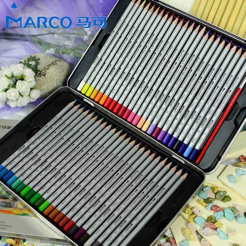 

Original Marco Raffine Fine Art Watercolor Pencil 24/36/48/72 Water Soluble Pro Iron Boxed Color Pencils for Drawing Sketch