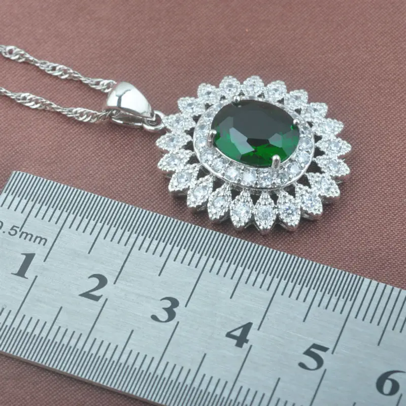 2017 модный зеленый цирконий Белый CZ женский серебряный цвет Ювелирные наборы