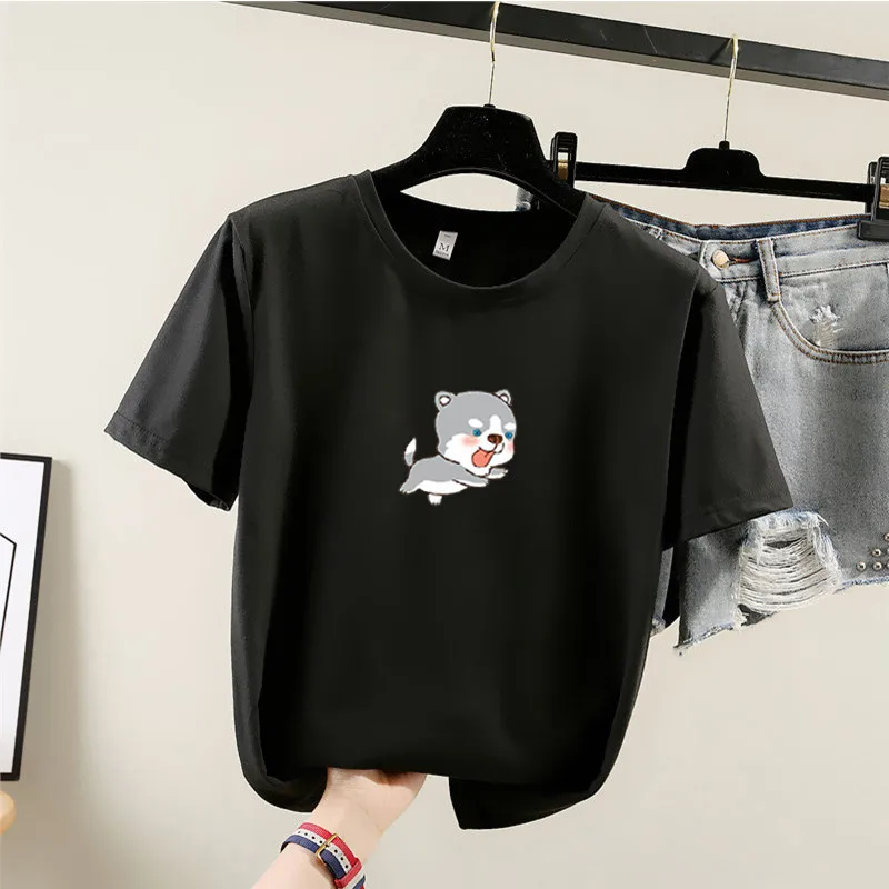 Женская футболка с коротким рукавом и круглым вырезом Harajuku Повседневная